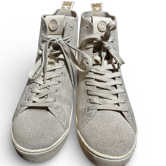 Michael Kors Shoes - Michael Kors Women's Edie Knit Lace Up High Top Sneakers Light Cream Size 7